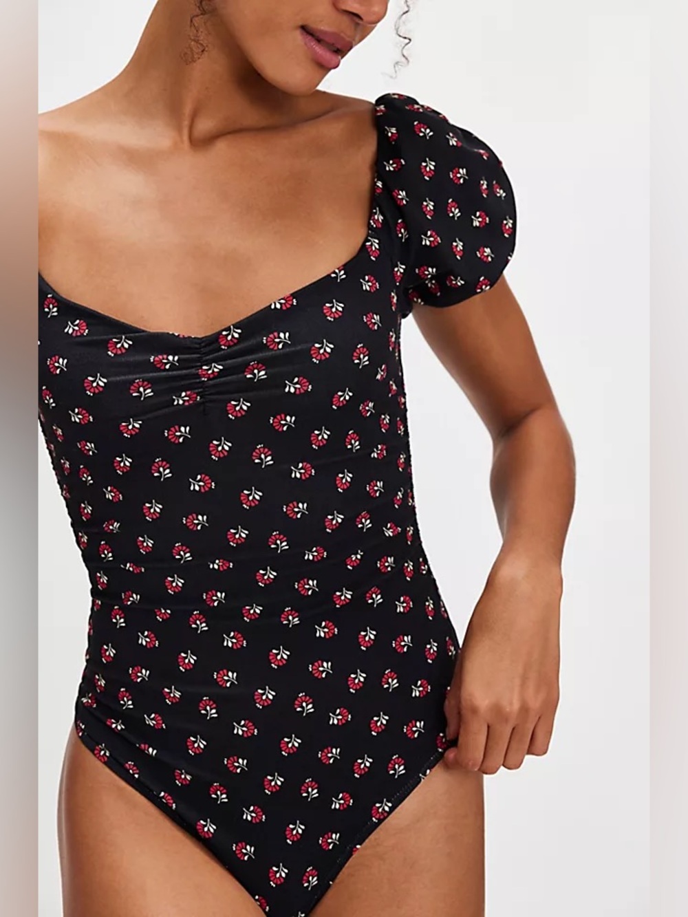 Free People| ‘Bella’ Printed Puff Sleeve Bodysuit